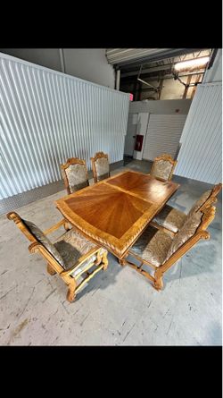 Crown Mark 2400 Cherry Dining Set - Table, 2 Leaves & 6 Chairs