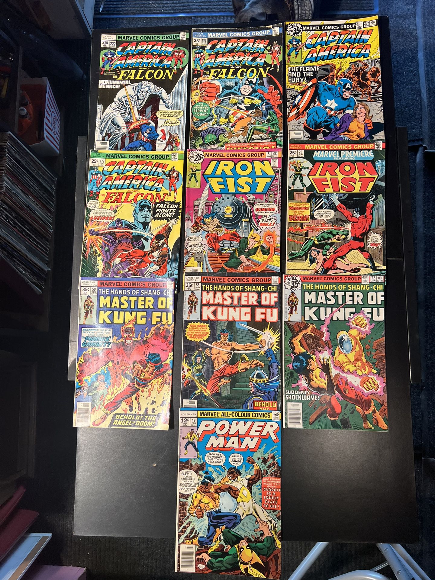Marvel comics, vintage lot of 10Captain America , iron fist, PowerMan, and masters of kung fu