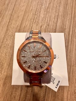 Michael Kors MK1045 Stainless Steel Runway Two Tone Stainless Steel Watch (New)