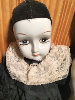 8 vintage large Pierrot clown dolls