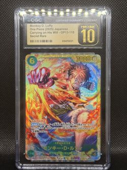 CGC Pristine 10 Monkey D Luffy OP13-118 Secret Rare – One Piece Card Game OP13 S