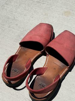 Avarcas Pop Red Woman Sandal Size 37 Made In Spain Red Leather Sandals