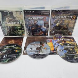 Uncharted 1, 2 & 3 Trilogy 3 Games (PlayStation 3 PS3) All Complete Black Label 
