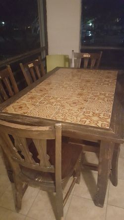 Antique table with 6 chairs