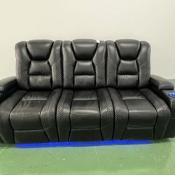 City Furniture Troy Black Micro Power Reclining Sofa