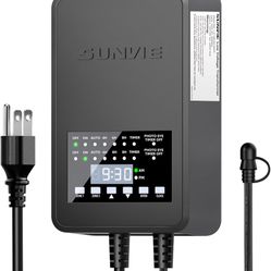 SUNVIE 300W Low Voltage Landscape Transformer with 2 Independent Control Output Landscape Lighting Transformer with Timer and Photocell Sensor 120V AC