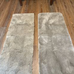 2 Beige Bath Runners
