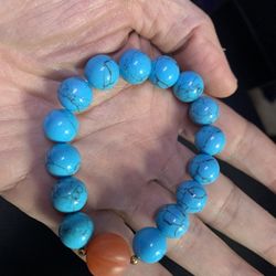 8mm Blue Turquoise Bracelet Gemstone coral Stone Reiki Crystal 7.5”