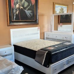 White Queen Storage Bedroom Set
