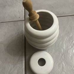 Ceramic with Wooden Dipper approx H7”W3.5”