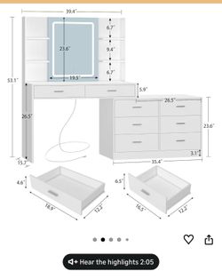 Brand New White Vanity Desk With Lights From Amazon.