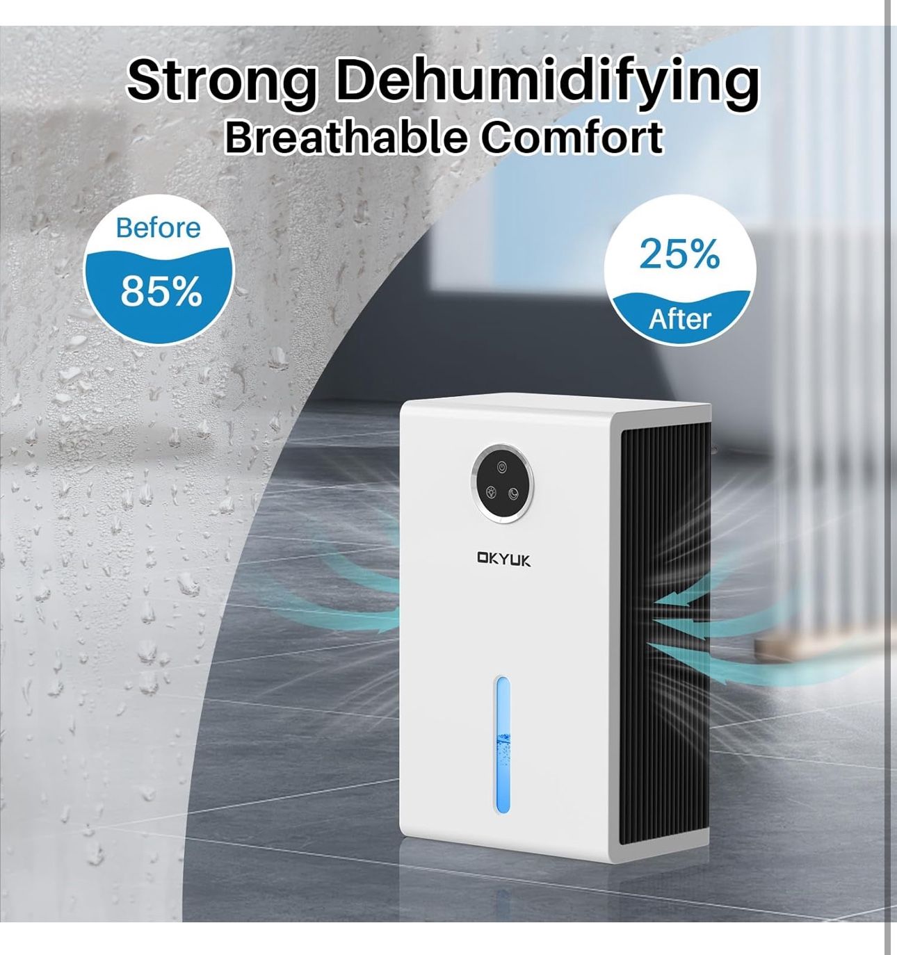 Dehumidifier, 95 oz dehumidifiers for home,1000 sq. ft Dehumidifiers for Bedroom with 7 Colors LED Light, Ultra Quiet & Auto Shut off dehumidifiers fo
