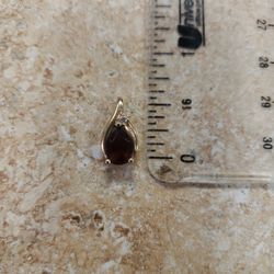 14k Yellow Gold Topaz and Diamond Pendant 