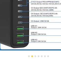 200W USB C Charger | 8-Port Desktop USB C Charging Station | 65W USB C Laptop Charger | Compatible with MacBook Pro/Air, iPhone 14/13/Mini/Pro/13Pro M