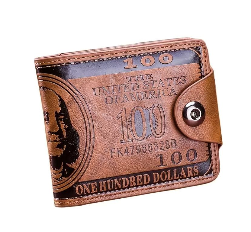 Men's Wallets With US Dollar Pattern Wallet Male Leather Wallet Photo Card Holde