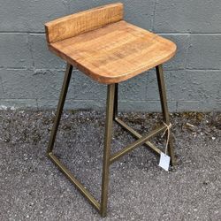 Counter Height Iron And Wood Stool