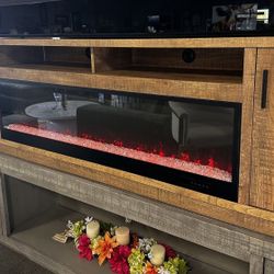 Stand TV con chimenea y 2 puertas