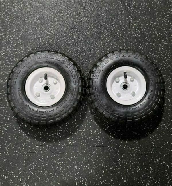Haulmaster 10 in. HaulMaster Pneumatic Tire on White Wheel 4.10/3.