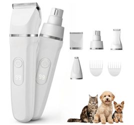 4 in 1 Dog Grooming Clippers Kit Rechargeable Pet Trimmer White