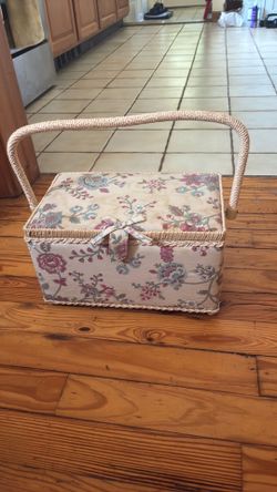 Vintage padded sewing basket