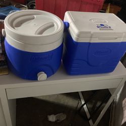 Coleman Cooler Water Jug And Coleman Chest 20$