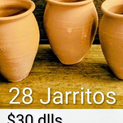 Para Tus Fiestas!!!! 28 Jarritos De Barro 1/2 Lt 16oz $30 Dlls 15 Cjs Disponible 