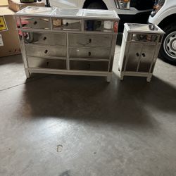 Mirrored dresser and nightstand