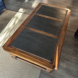 Antique Coffee Table Stone and Wood