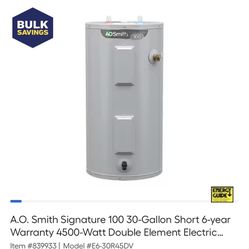 A.O Smith 30gallon Water Heater NEW