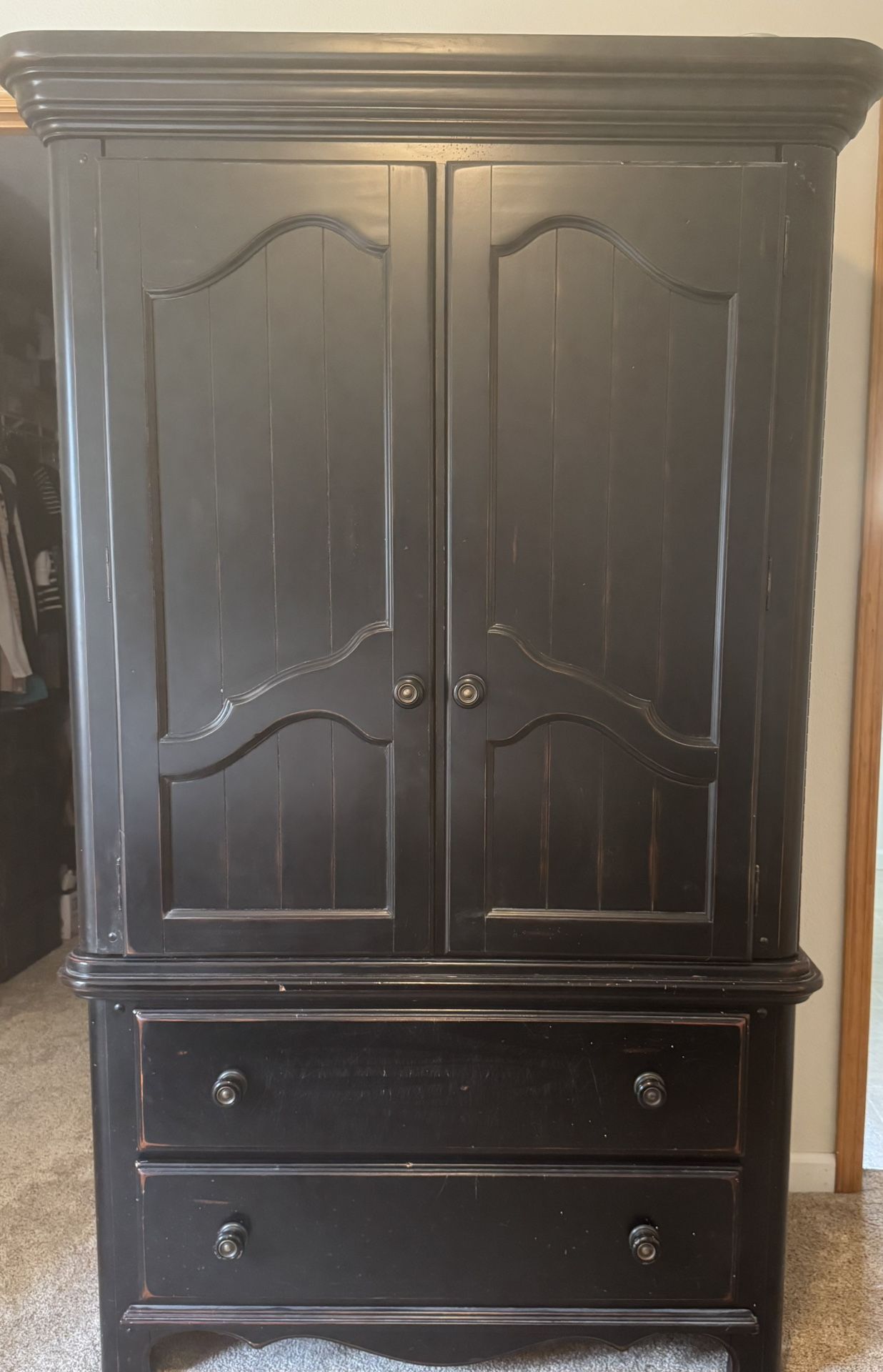 Amazing Deal! 3-Piece Black Bedroom Furniture Set - Armoire, Bed Frame & Nightstand