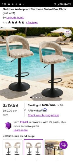 Outdoor Waterproof Textilene Swivel Bar Chair