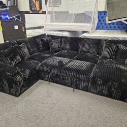 Brand New XL Corduroy Soft Fabric W/ Pull Out Bed & Chaise W/ Storage $1599