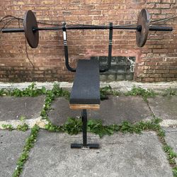 Weight Bench w/ 45lb plates & Olympic Bar