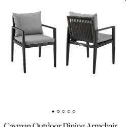 Cayman Metal Outdoor Dining Chairs With Cushions (Set of 4)