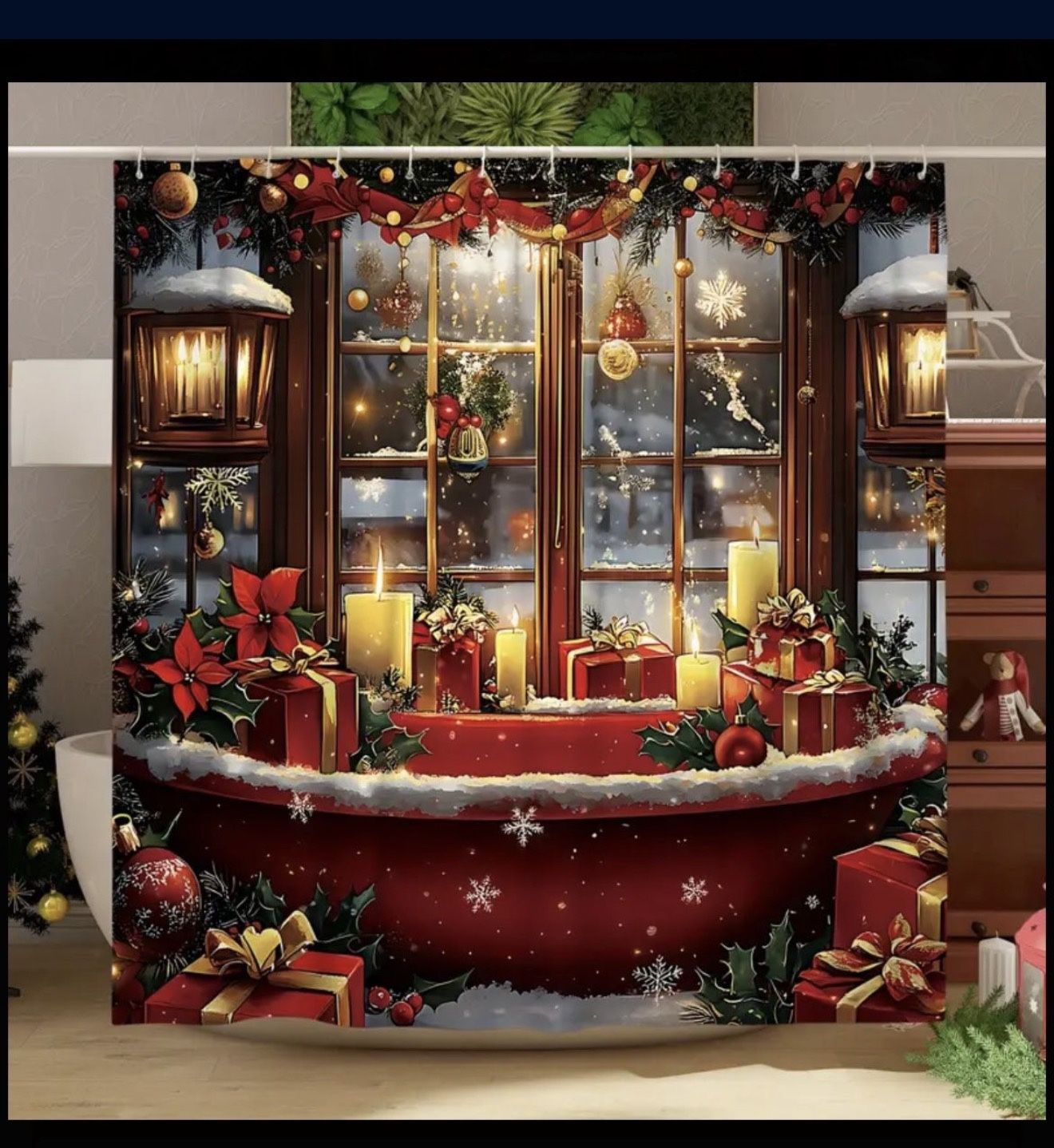 shower curtain for Christmas decor