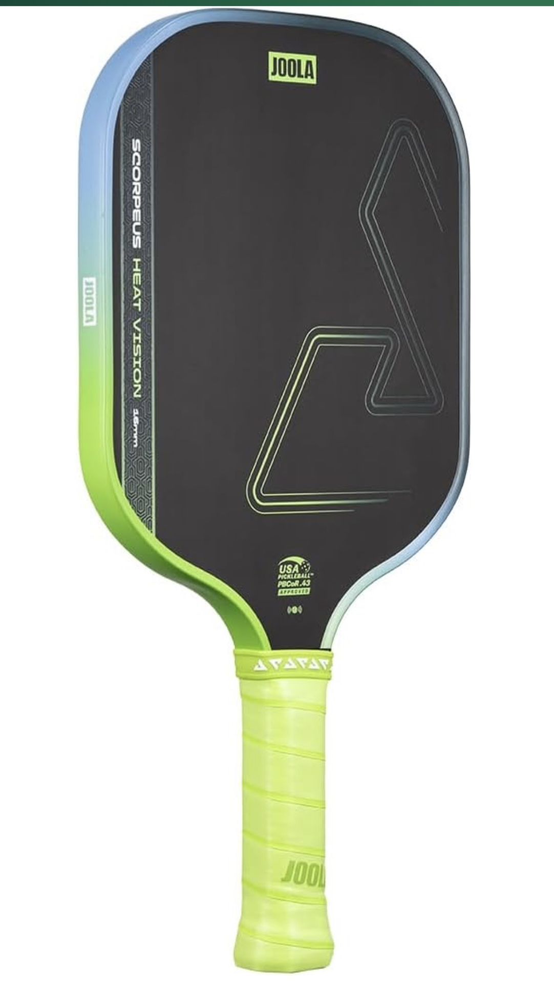 JOOLA SCORPEUS Heat Vision 16mm Pickleball Paddle - Standard Shape - Textured Carbon Fiber Surface for Spin - SK Film for Reduced Vibration - USAP App