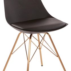 Mid-Century Modern Bucket Chair with Faux Leather Padded Seat
