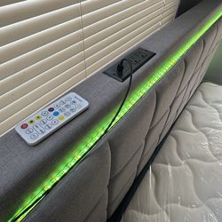 King size bed, bed frame, and headboard