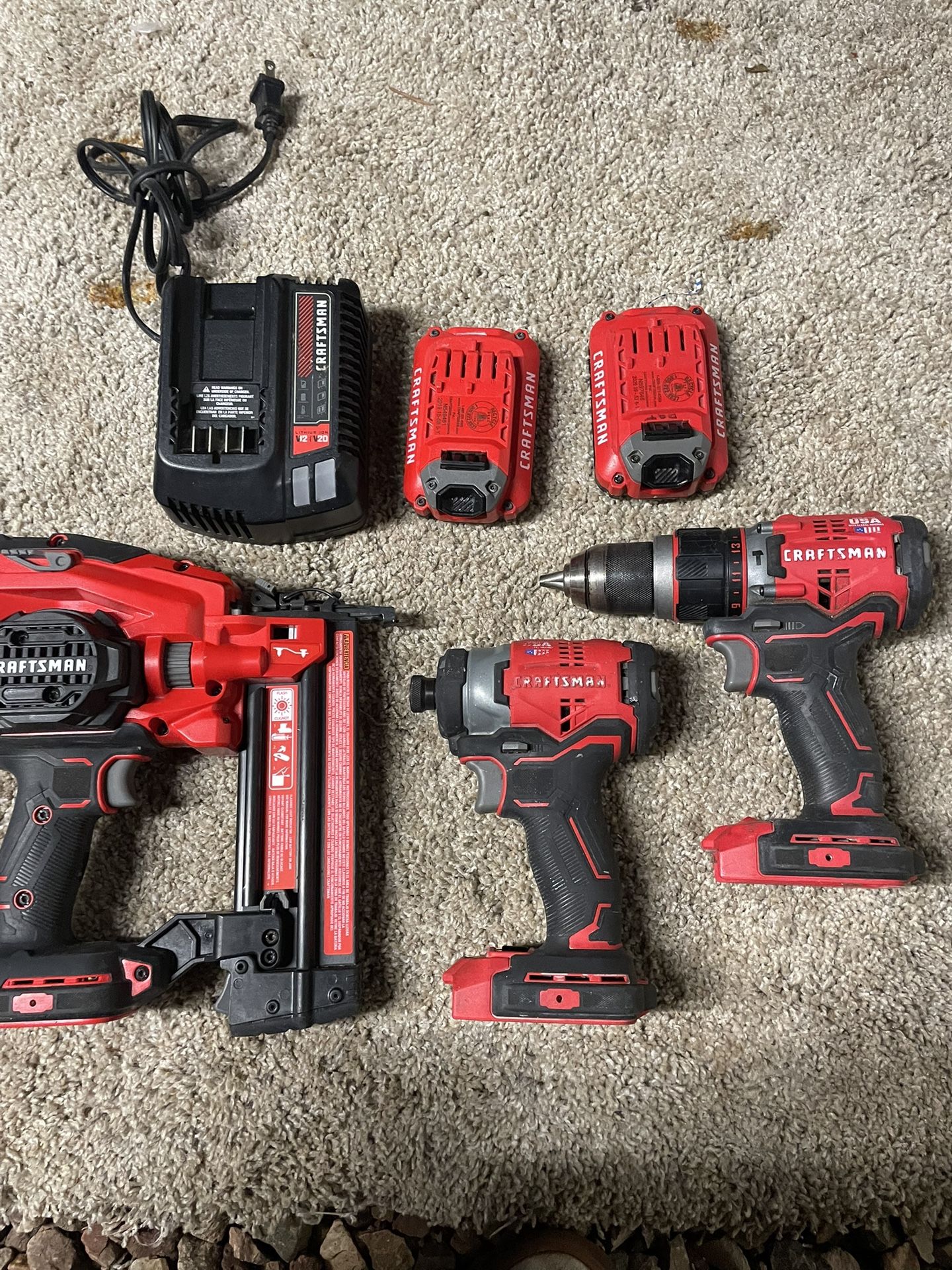 Craftsman Hammer Drill , Impact , Brad Gun, Charger And 2 Batteries GREAT DEAL!!!