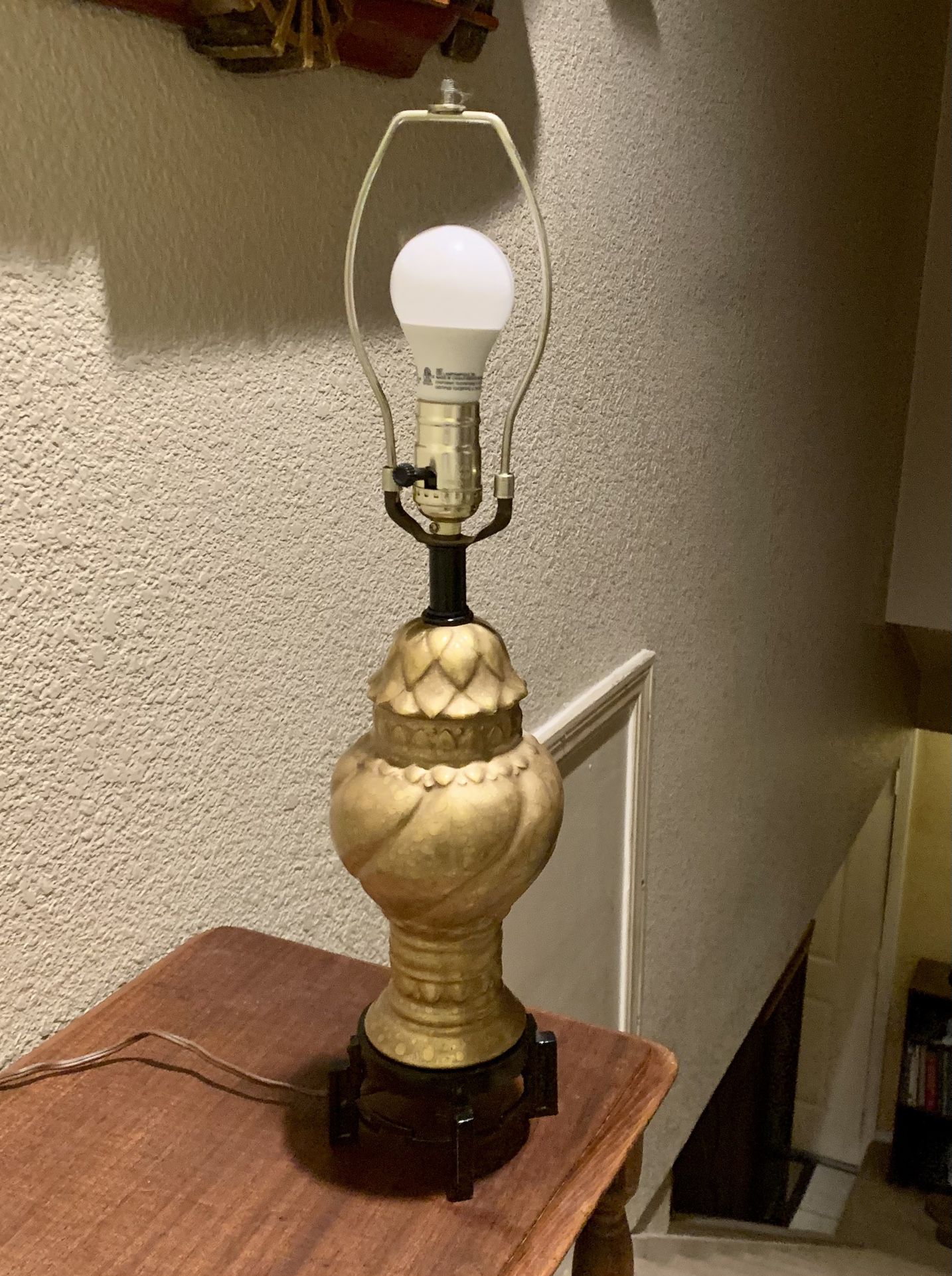 Vintage  Mid-Century Mottled Gold Ceramic Lamp