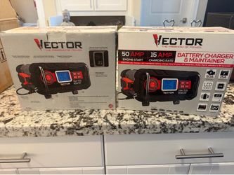 2 New Battery Chargers Vector 15 Amp 12V Battery Charger 50 Amp Engine Start $75 each