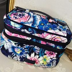 NEW Vera Bradley PRETTY POISES  Quilted Double-Zip Jewelry/Cosmetic Pouch