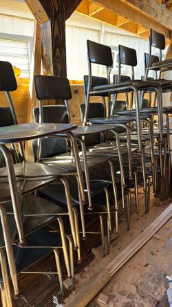 Metal chairs & wood tables