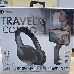 Wireless Headphones + Tray Table Phone Holder (New In Box)