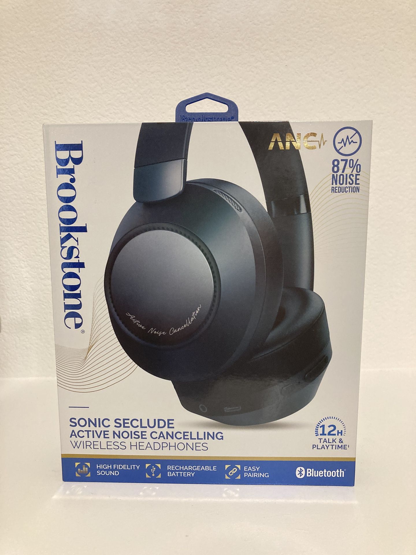 New Brookstone Sonic Seclude Active Noise Canceling Wireless Headphones 
