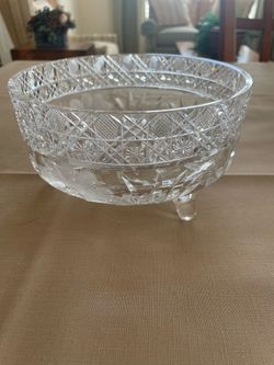 Beautiful Tri-Footed Crystal Fruit & Candy Bowl - Mint Condition