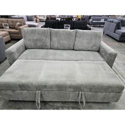 gray corduroy sleeper sofa with pull out bed