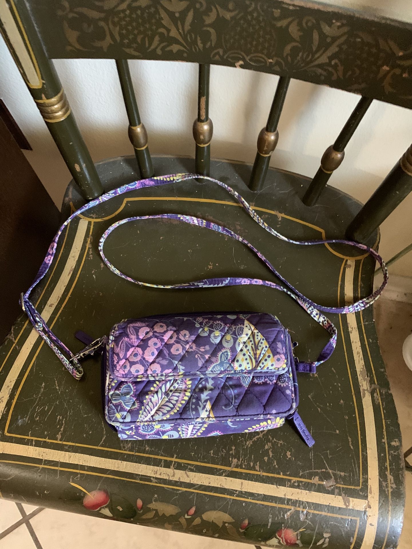 Vera Bradley All In One Crossbody Bag Wallet Wristlet - Purple 
