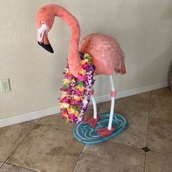 Pink stuffed free standing flamingo by Melissa and Doug