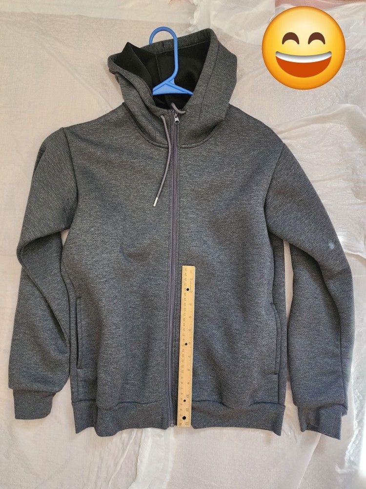 Gray Grey Hoodie Jacket Coat Men Adult Sports Outdoor Teen College Travel School Gray